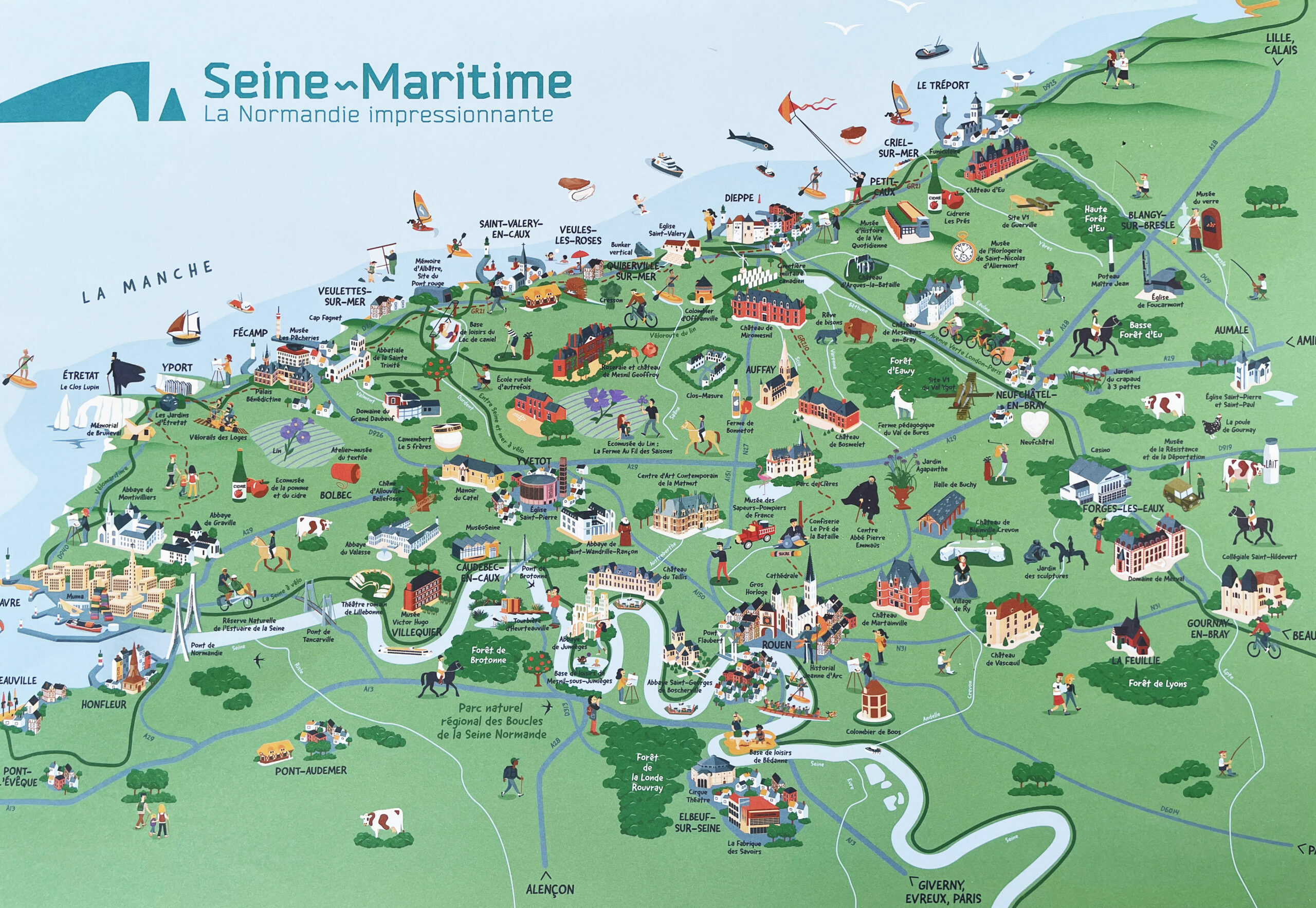 Carte touristique de la Seine Maritime (Normandie)